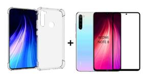 Capa Capinha Case Xiaomi Redmi Note 8 Anti Shock + Película 3D 6D 9D Blindada Cobre 100% Da Tela Borda Resistente