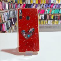 Capa Capinha Celular Samsung Galaxy A20S Coração Strass