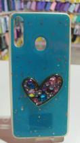 Capa Capinha Celular Samsung Galaxy A20S Coração Strass
