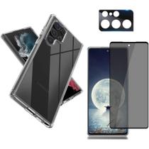 Capa Capinha Clear Case Hybrid Para Galaxy S22 Ultra 5G + Película 9D Privacidade + Película Câmera - Hard Glass