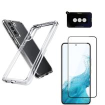 Capa Capinha Clear Case Hybrid para Samsung Galaxy S22 Plus + Película 9D cerâmica Full + Película de Câmera