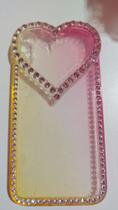 Capa Capinha Compatível Celular IP XR Com Strass De Coração
