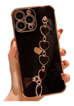 Capa Capinha Compatível Com iPhone Corrente De Coração Luxo