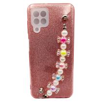 Capa Capinha Compatível Com Samsung Galaxy a22 4g tela 6.4 C/ pulseira perola