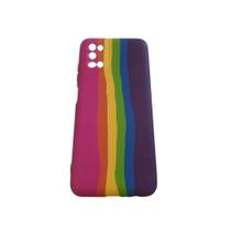 Capa capinha de celular Samsung Galaxy A03s SM-A037M aveludada Arco íris ante queda e ante impacto resistente