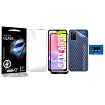Capa Capinha Galaxy A03S A037 6.5 + Película 3d + Pel Câmera + Carbono - Cell In Power25 Capa Capinha Galaxy A03S A037 6.5 + Película 3d + Pel Câmera + Carbono - Cell In Power25