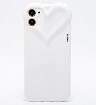 Capa Capinha iPhone 11 Branca Com Proteção de Câmera Emborrachada Feminina Fechada Fofa Resistente Coração Brilhante