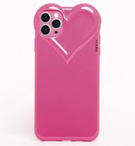 Capa Capinha iPhone 11 PRO MAX Rosa Pink Com Proteção de Câmera Emborrachada Feminina Fechada Fofa Resistente Coração Brilhante - Malis Case