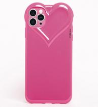 Capa Capinha iPhone 11 PRO Rosa Pink Com Proteção de Câmera Emborrachada Feminina Fechada Fofa Resistente Coração Brilhante