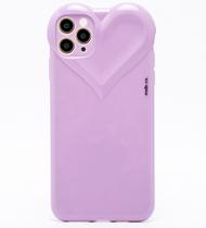 Capa Capinha iPhone 11 PRO Roxa Lilas Com Proteção de Câmera Emborrachada Feminina Fechada Fofa Resistente Coração Brilhante - Malis Case