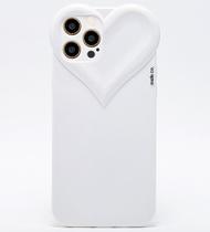 Capa Capinha iPhone 12 PRO MAX Branca Com Proteção de Câmera Emborrachada Feminina Fechada Fofa Resistente Coração Brilhante