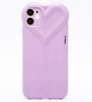 Capa Capinha iPhone 12 Roxa Lilas Com Proteção de Câmera Emborrachada Feminina Fechada Fofa Resistente Coração Brilhante
