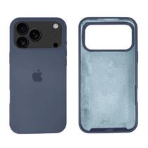Capa Capinha iPhone 17 Pro Max Silicone Aveludada Proteção Cor:Azul Escuro