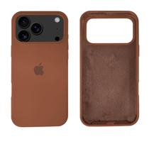 Capa Capinha iPhone 17 Pro Max Silicone Aveludada Proteção Cor:Marrom