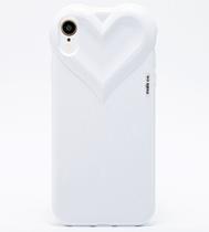Capa Capinha iPhone XR Branca Com Proteção de Câmera Emborrachada Feminina Fechada Fofa Resistente Coração Brilhante - Malis Case