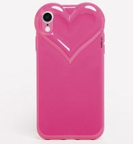 Capa Capinha iPhone XR Rosa Pink Com Proteção de Câmera Emborrachada Feminina Fechada Fofa Resistente Coração Brilhante - Malis Case