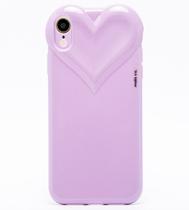 Capa Capinha iPhone XR Roxa Lilas Com Proteção de Câmera Emborrachada Feminina Fechada Fofa Resistente Coração Brilhante - Malis Case