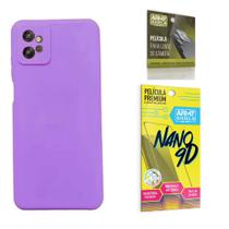 Capa Capinha Lilás Motorola Moto G32 + Película de Cerâmica Nano 9D + Película de Câmera