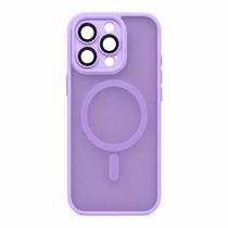 Capa Capinha Magnética fosco translúcido câmera Aberta E Fechada Compatível pra iPhone 16 Pro Max COR:LILAS CAMERA FECHA
