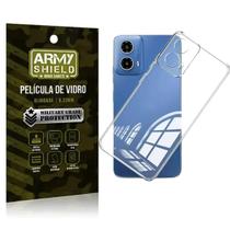 Capa Capinha Moto E14 + Película de Vídro 3D Blindada - Armyshield