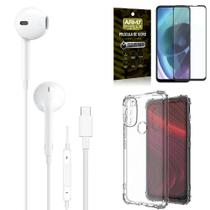Capa Capinha Moto G71 + Fone de Ouvido Tipo C de alta qualidade + Película 3D