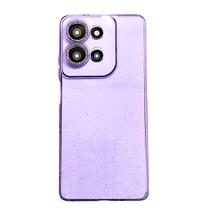 Capa Capinha Moto G75 Transparente Roxa Silicone com Strass