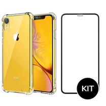 Capa Capinha Moto Iphone XR / IP11 Anti Shock + Película 3D 5D 9D Blindada Cobre 100% Da Tela Borda Resistente