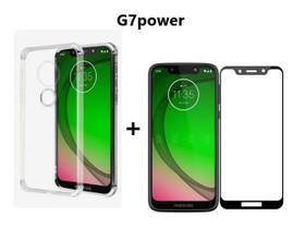 Capa Capinha Motorola Moto G7 Power Anti Shock + Película 3D 5D 9D Blindada Cobre 100% Da Tela Borda Resistente