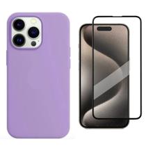 Capa Capinha Para iPhone 14 Lilás Aveludado + Película 3D Capa Capinha Para iPhone 14 Lilás Aveludado + Película 3D