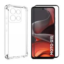 Capa Capinha Para Motorola Moto G15 e Película de Vidro 3D Temperado