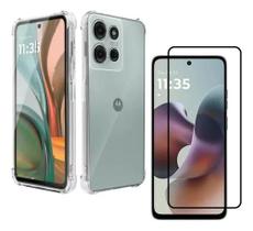 Capa Capinha Para Motorola Moto G56 e Película Proteção 3D Vidro Transparente Anti Impacto Capa Capinha Para Motorola Moto G56 e Película Proteção 3D Vidro Transparente Anti Impacto