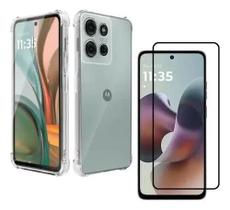 Capa Capinha Para Motorola Moto G56 e Película Proteção 3D Vidro Transparente Anti Impacto Capa Capinha Para Motorola Moto G56 e Película Proteção 3D Vidro Transparente Anti Impacto