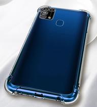 Capa Capinha para Samsung Galaxy m21s Tela 6.4 Borda Anti Queda transparente + Película de Vidro 3d