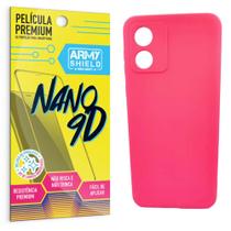 Capa Capinha Pink Moto E13 + Película Nano Cerâmica 9D