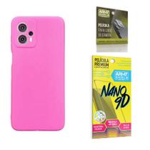 Capa Capinha Pink Motorola Moto G23 + Película de Cerâmica Nano 9D + Película de Câmera