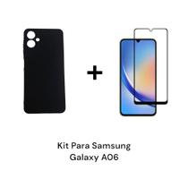 Capa Capinha Preta Case Aveludada Samsung Galaxy A06 + Película 3D De Vidro Capa Capinha Preta Case Aveludada Samsung Galaxy A06 + Película 3D De Vidro