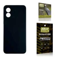 Capa Capinha Preta Motorola Moto E13 + Película de Vidro 3D + Película de Câmera - Armyshield