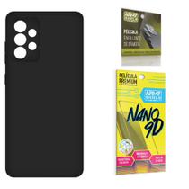 Capa Capinha Preta Motorola Moto G52 + Película de Cerâmica Nano 9D + Película de Câmera