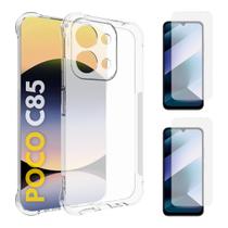 Capa Capinha Silicone + 2 Películas de Vidro 3D Para Poco C85