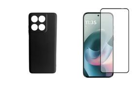 Capa Capinha Silicone Aveludada + Película 3D Vidro P/ Moto G67 5g