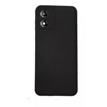 Capa Capinha Silicone Aveludada Preta + Pelicula 3d De Vidro Para Motorola Moto E13