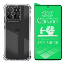 Capa Capinha Silicone + Película Cerâmica Flexível 9D para Moto G77 5G Capa Capinha Silicone + Película Cerâmica Flexível 9D para Moto G77 5G