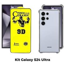 Capa Capinha TPU Transparente + Película Fosca para Samsung Galaxy S24 Ultra