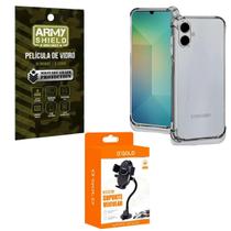 Capa Capinha Transparente Para Galaxy A06 + Suporte Ventosa + Pelicula de Vidro 3D Armyshield