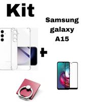 Capa Capinha Transparente + Película 3D + Suporte Anel Para Samsung Galaxy A15