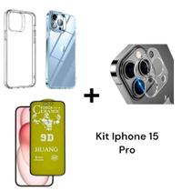 Capa Capinha Transparente + Película De Câmera + Película Fosca 9D Para Iphone 15 PRO