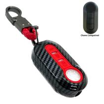 Capa Carbon Chave Canivete 3 botão Fiat uno mobi Strada Idea Doblo Brava