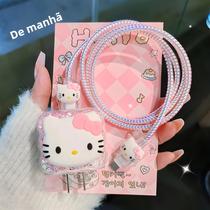 Capa Carregador Hello Kitty E Kit Cabo De Dados Para Adaptador De Carregador Rápido Apple 18W 20W