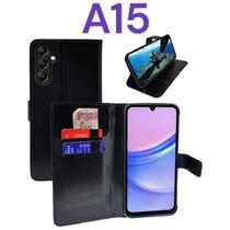 Capa Carteira Capinha Flip Para Samsung Galaxy A15 Preta