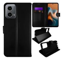 Capa Carteira Case Flip Preta para Para Motorola Moto G34 Capa Carteira Case Flip Preta para Para Motorola Moto G34